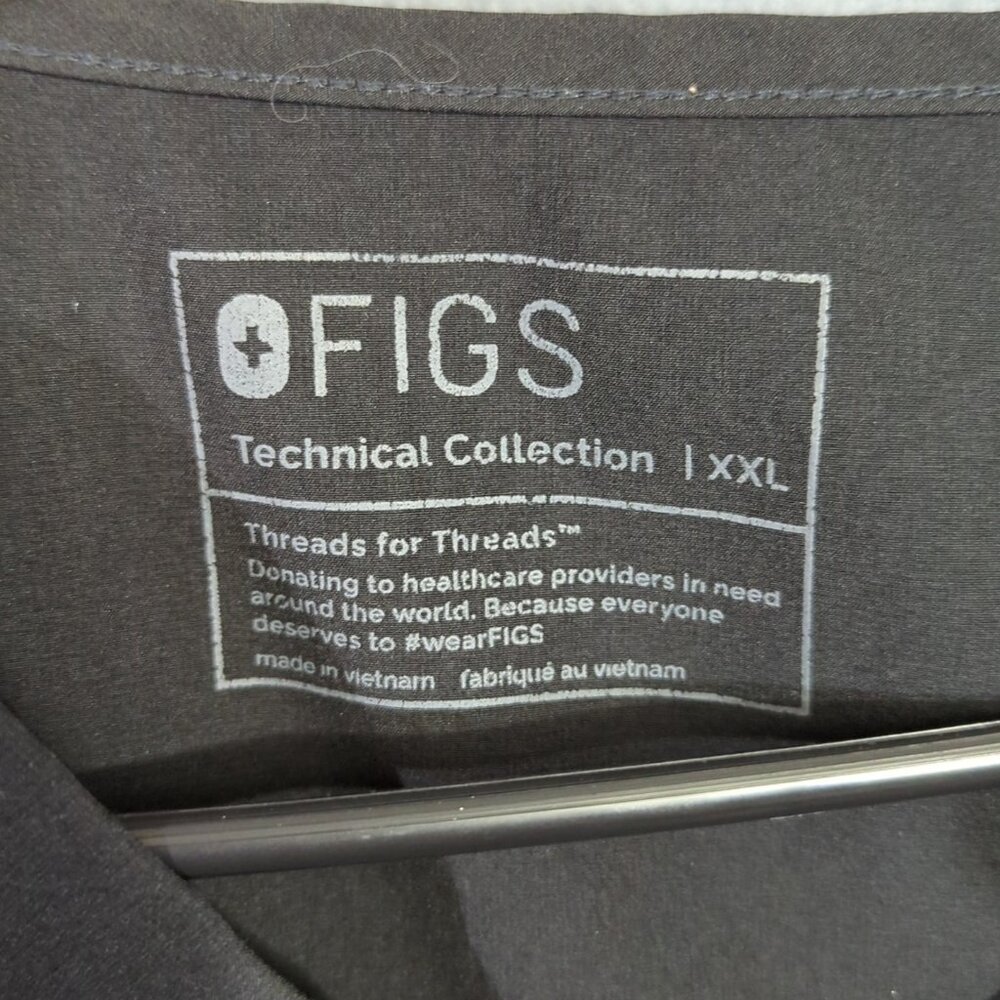 Figs Scrub Set Men's XXL/XL Black FionX Fabric Leon Three Pocket Top Joggers - Picture 5 of 16